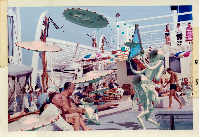 Illustration for article titled These Vintage Postcards Were Invaded By Aliens